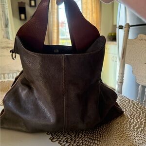 Elegant Brown and grey Leather Tote Bag